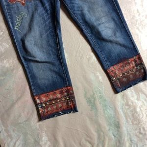 Boho Painted Paisley Design Jeans